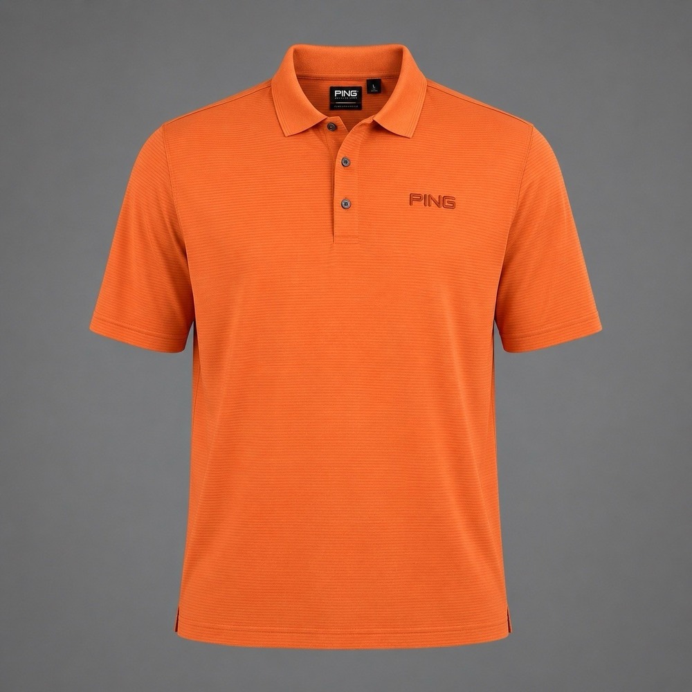 PING Collection Golf Polo Orange Shirt Men's Sz L Dry Fiber Dynamics Stretch NWT